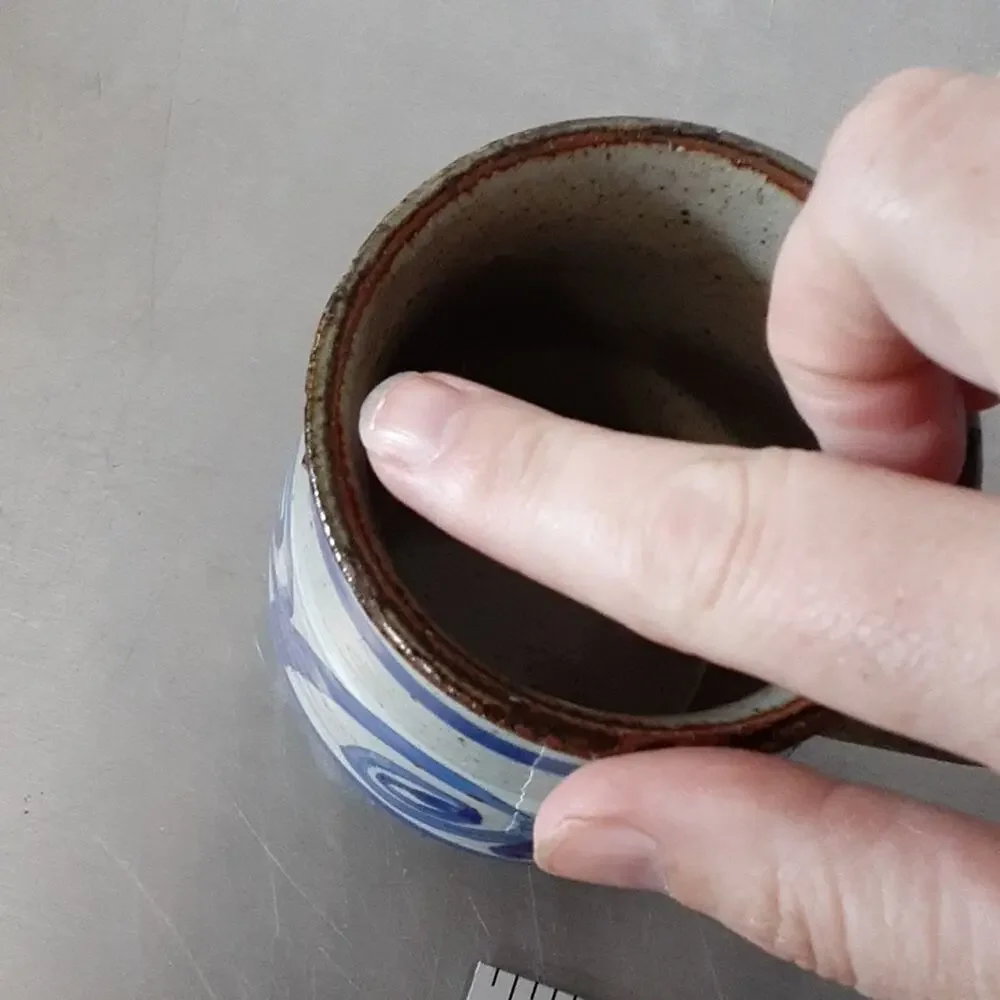 Handmade set of glazed pottery mugs